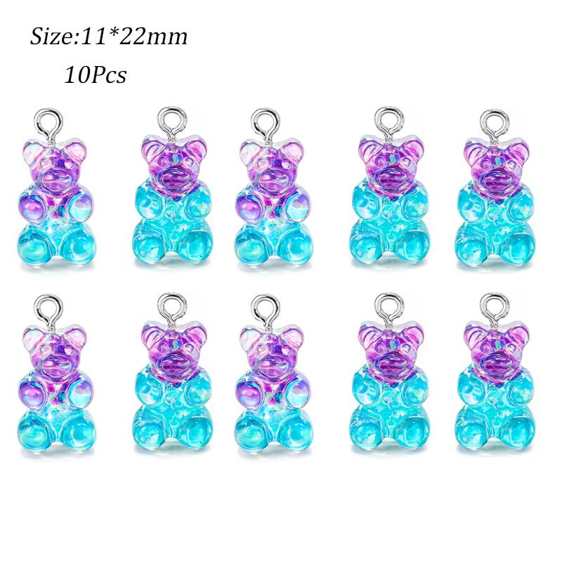 10/50 Stück Bunte Gummibärchen Anhänger Charms für Halskette Armband DIY Ohrringe Schmuck Bären Valentinstagsgeschenk 2,1*1,1cm