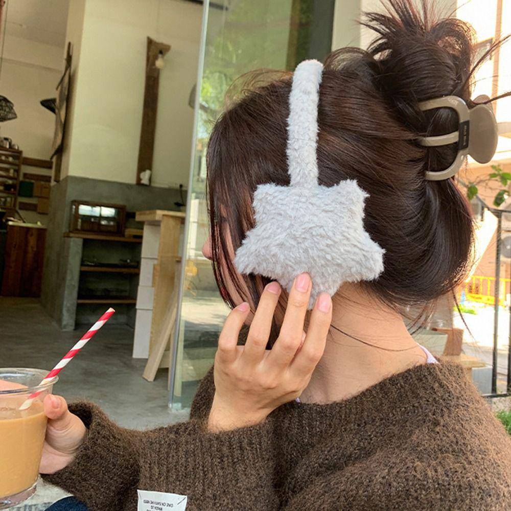 Coldproof Winter Plush Earmuffs Warm Women Fluffy Earflap Cute Y2k Star Earmuffs  Girls