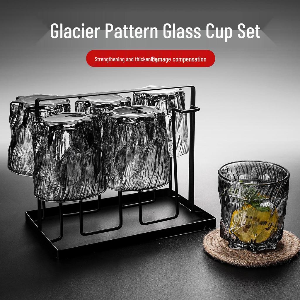 Glacier Glass Cup Set: Tea, Guest, Whiskey & Beer Cups for Living Room