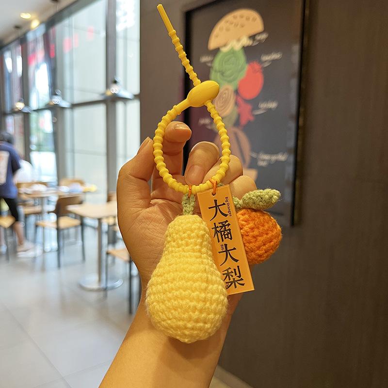 Persimmon Ruyi Good Things Happen Pendant Handwoven Peanut Keychain Good Meaning Bag Couple Keychain