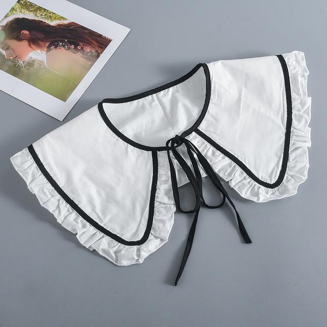 Koreansk Stor Revers Avtakbar Krage for Kvinner Genser Topp Falsk Krage Sjal Skuldersjal Dekor Falske Krager Slips