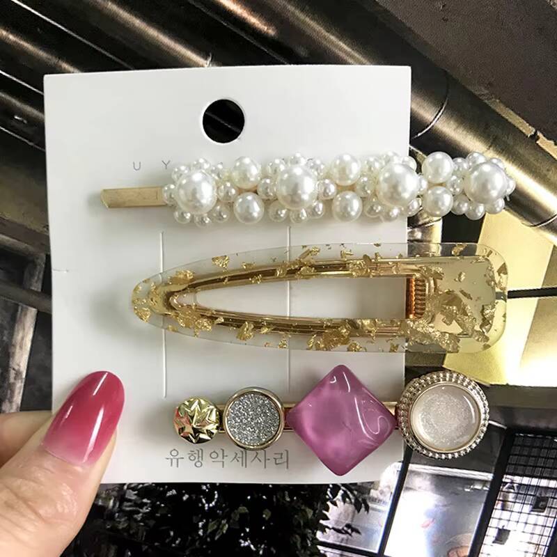 1Set Women Girls Elegant Pearls Hair Clips Sweet Headwear Hair Ornament Hairpins Barrettes Hairgrip Hair Accessories