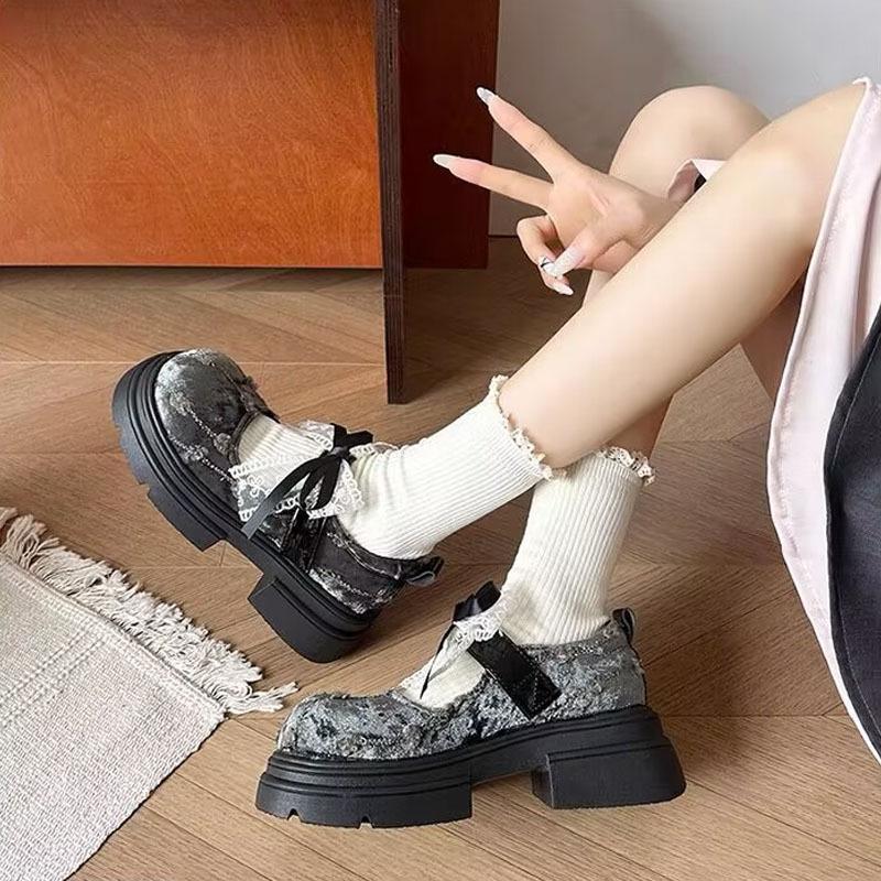 Big Head Bow Mary Jane Single Shoes Women's 2025 Spring and Summer New Fashion New Chinese Style Small Man Platform Small Leather Shoes
