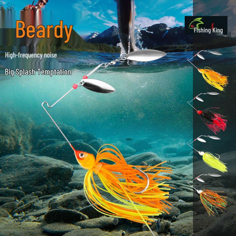 

Glittering Rotating Mustache Jig Lure with Lead Head Hook & Anti-Snag Design 10g жовтий оранжевий колір