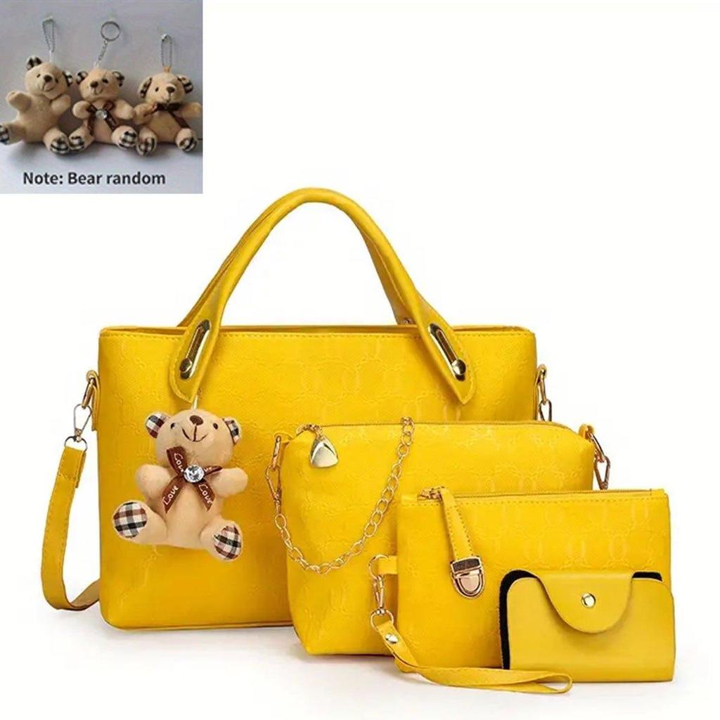 4-piece Set, Brand New Handbag, Shoulder Backpack, PU Leather Cosmetic Bag.