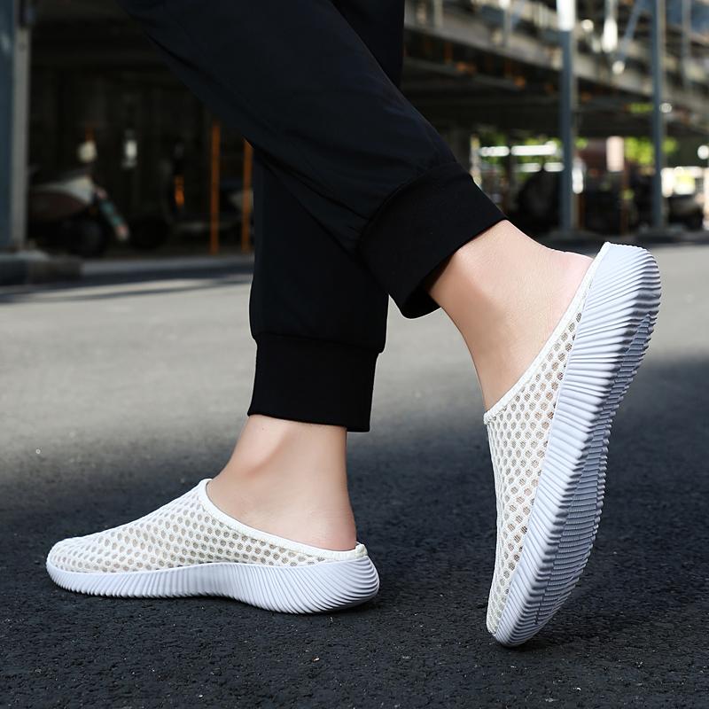 Mesh Half-slippers Breathable Men's Flats Women Walking Shoes Soft Slip-ons Casual Flat Shoes Lightweight Leisure Shoes