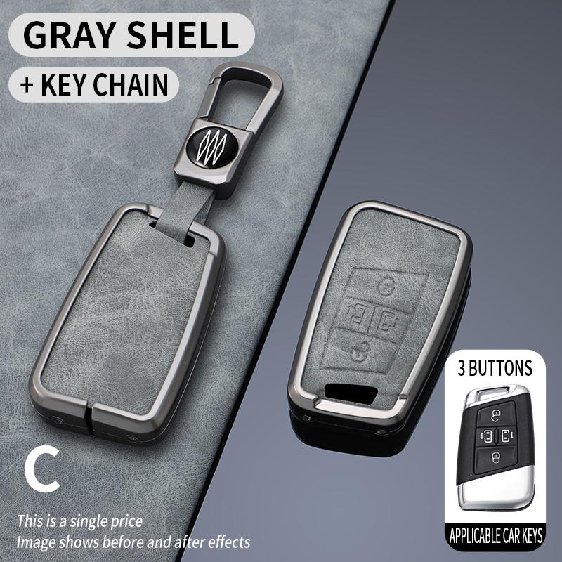 Metall + Leder Auto Schlüsselhülle Abdeckung Schale Für Vw Volkswagen Magotan Passat B8 Für Skoda Superb Kodiaq A7 Tiguan Mk2 Cc