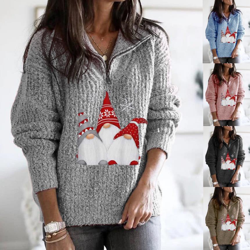 2023 European Women's Long Sleeve Santa Claus Knit Sweater - Autumn Winter Collection