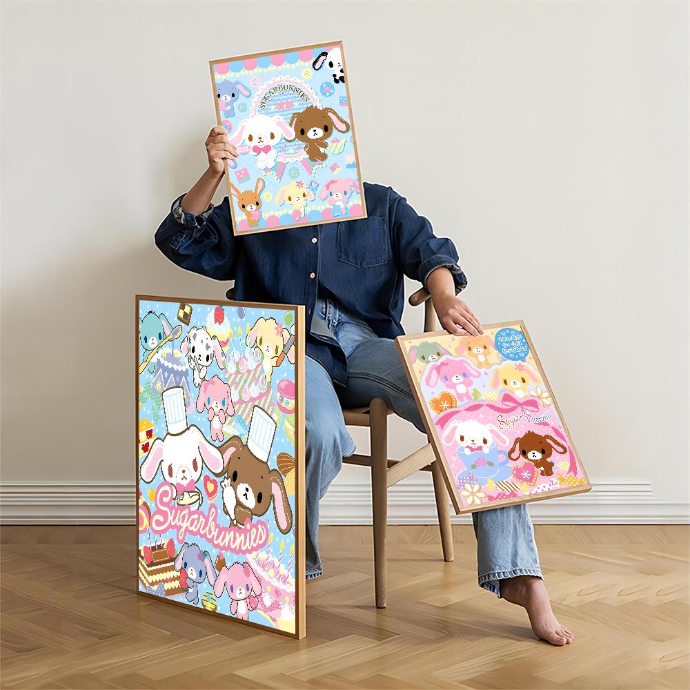 S_sugarbunnies Anime Kawaii Anime Poster Fancy Wall Sticker for Living Room Bar Art Wall Stickers Study Home Living Decoration