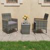 Day and Night - Day and Night Garden Table and Chairs 3 Pieces PE Rattan and Gray Tempered Glass