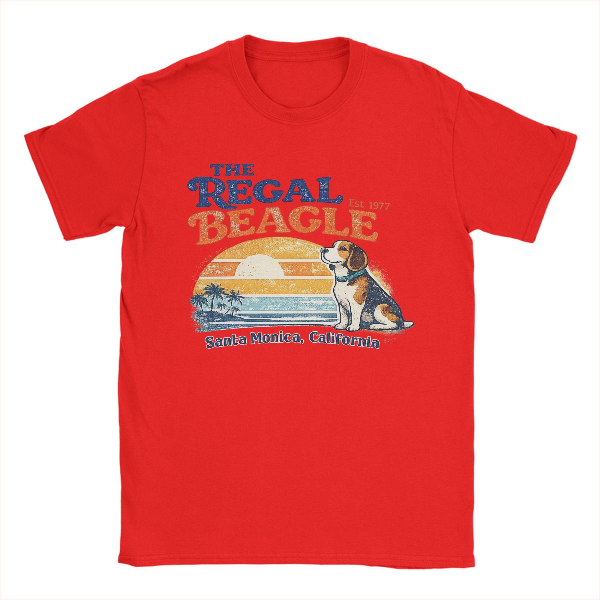 Vintage the Regal Beagle Est 1977 Santa Monica Caloformia Mens T Shirts Casual Tees Short Sleeve O Neck TShirt Cotton Unique S