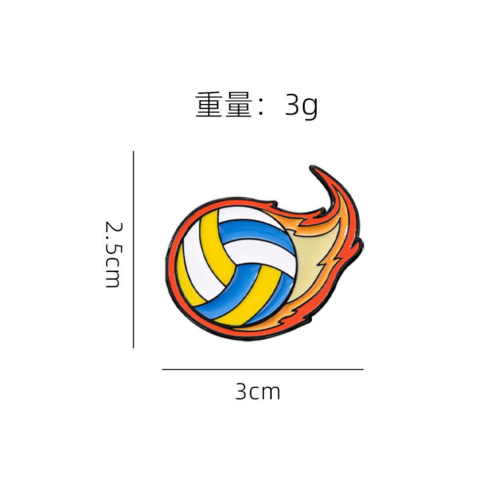 New Flame Ball Brooch Creative Basketball Football Sports Souvenirs Gifts Metal Badges Volleyball