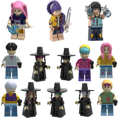 KPOP Demon Hunters Cartoon Doll Building Blocks Kawaii Mini Action Figure Head Assembly Toys Children's Educational Toys Gift