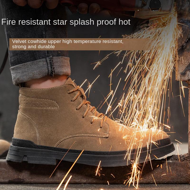 Anti-splash Scalding Welder Real Cowhide Labor Insurance Shoes Protective Shoes Steel Bag Head Anti-smashing Protective Shoes