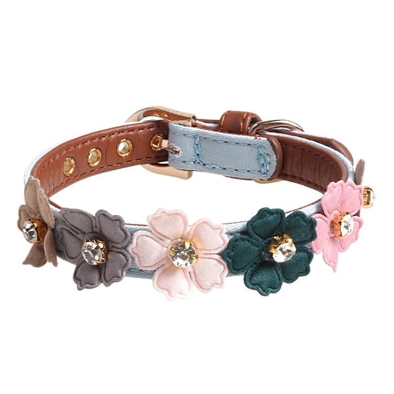 

Flower Pet Dog Collar Floral Printed Dog Cat Collars Adjustable Puppy Collar for Small Medium Dog Chihuahua Bulldog Pug S синій