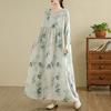 Spring  Vintage Floral Maxi Dress Loose Oversize Long Sleeve Casual Basic Printing Women Plus Size Long Dress