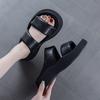 Thick-soled Small Man Height-increasing One-word Slippers Women's Shoes Wear Summer New Fashion Open-toed Beach Cool Slippers