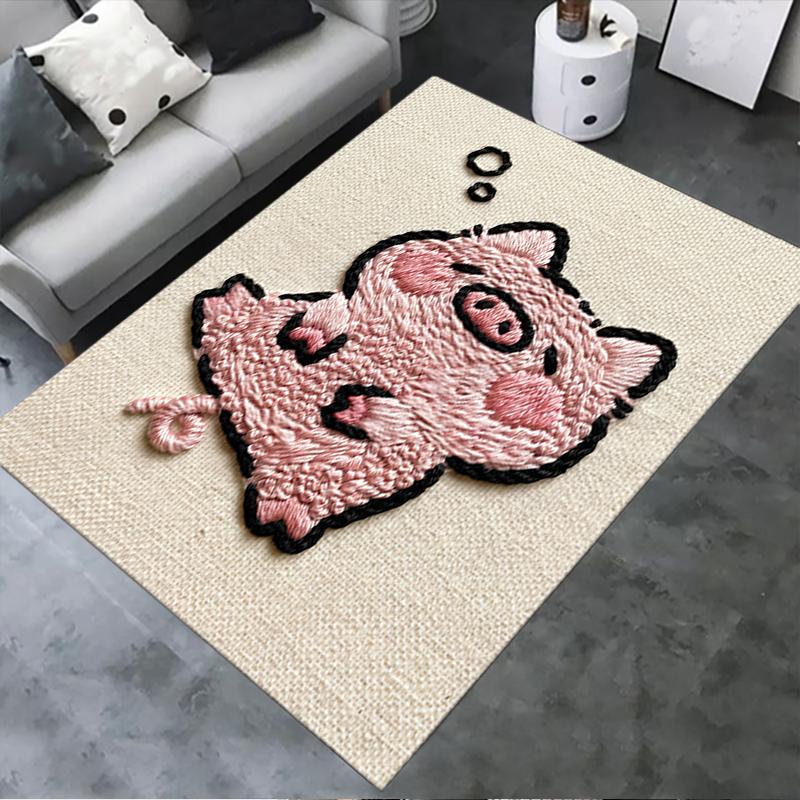 2025 New Cute pink pig Carpet Rug for Living Room Bedroom Home Sofa Decoration,Kids play Non-slip Floor Mat