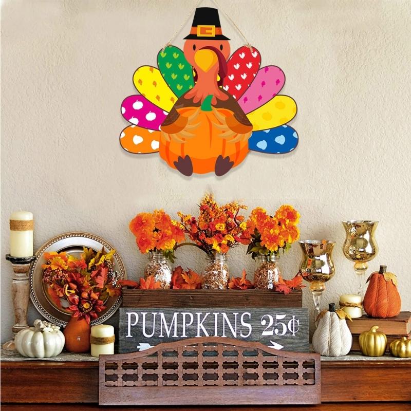 Simple Yet Stylish Thanksgiving Wreath For Front Door Turkey Decoration Door Sign Perfect For Holiday Party Decorations