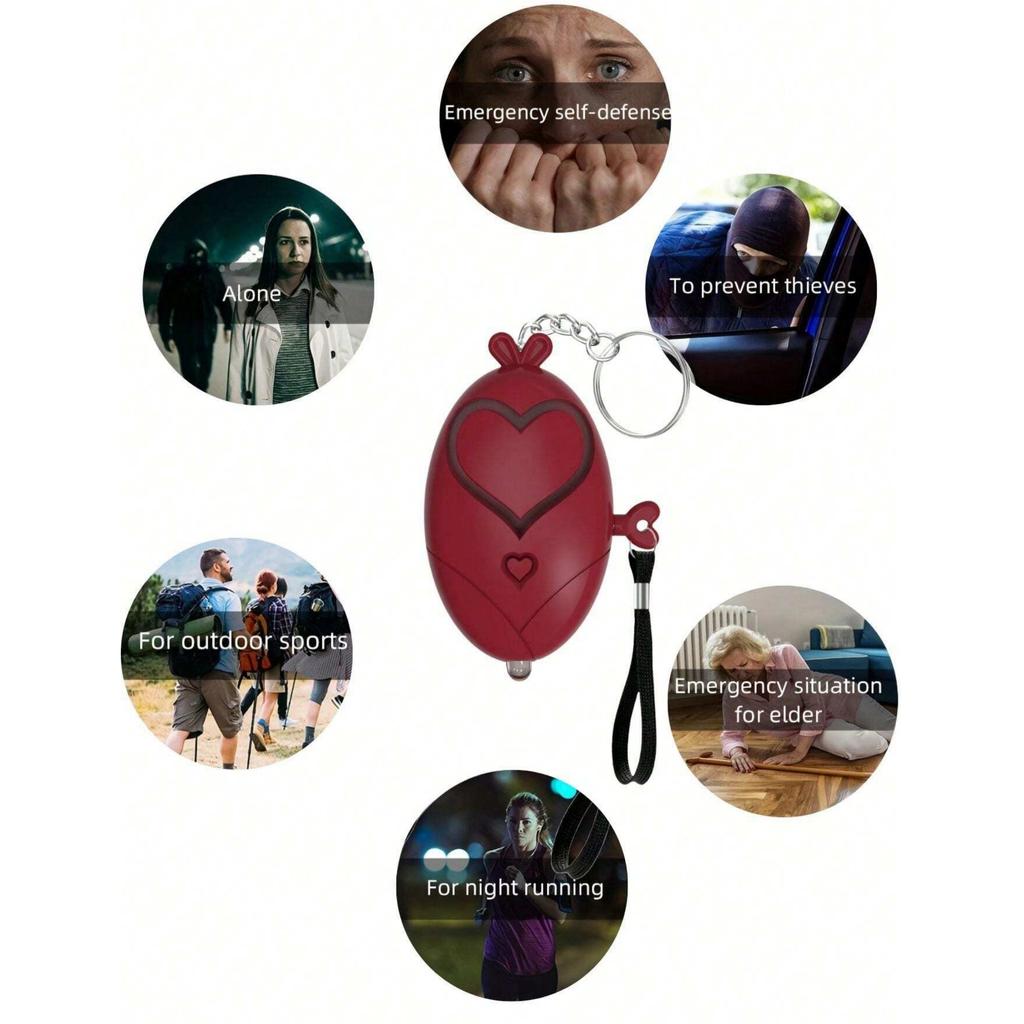 Personal Self Defense Alarm 130DB Heart Shaped Women Elderly Portabl Safety Siren Keychain Emergency Security Protect Alarms