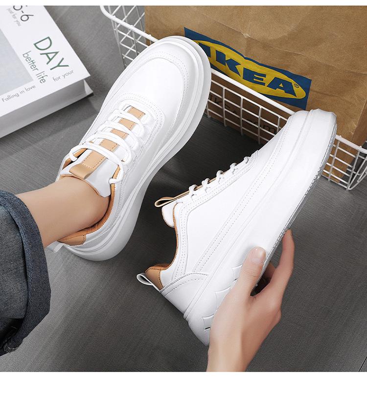 Men's Trendy Breathable White Sneakers - Versatile, Height-Increasing, Thick Sole Casual Sports Shoes