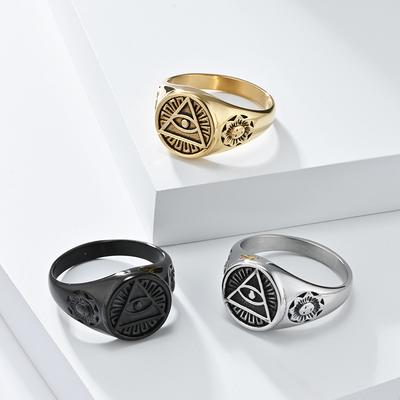 Ancient Egypt Retro Vintage Horus Eye Titanium Steel Ring Ring for Men