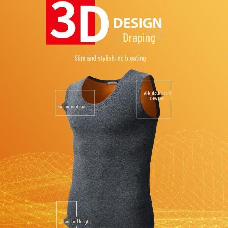 Vestă caldă pentru bărbați din catifea aurie - plus catifea, îngroșată, culoare solidă, gât rotund, cămașă cu fundul apropiat