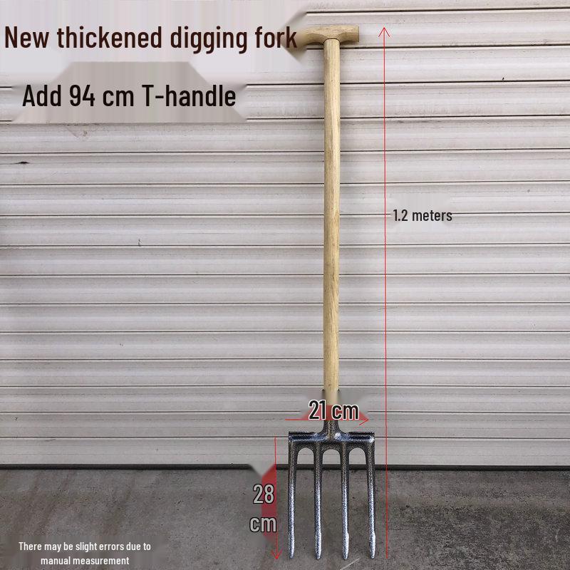 Stahlgabelwerkzeug zum Lockern von Erde & Graben von Wurzelgemüse mit vier Manganstahlzähnen.