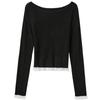 Sancai Women's Textured Lace Trim Knit Sweater