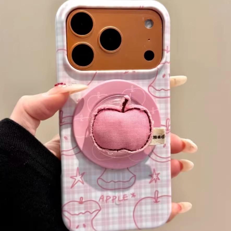 Korean Pink Apple Magnetic Stand for MagSafe Phones, Strong Adsorption Desktop Mount