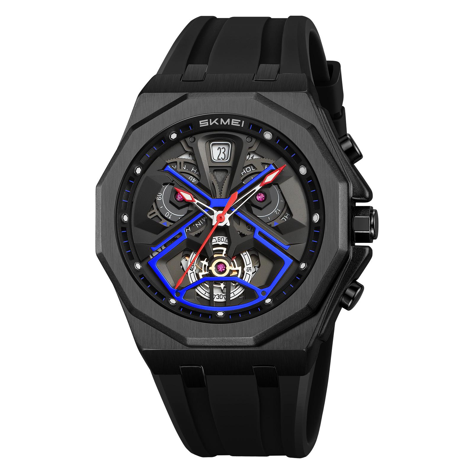 Skmei Топ Мужские Часы Звездные Войны Спортивные Хронограф Календарь Люксовые Водонепроницаемые Кварцевые Часы синий