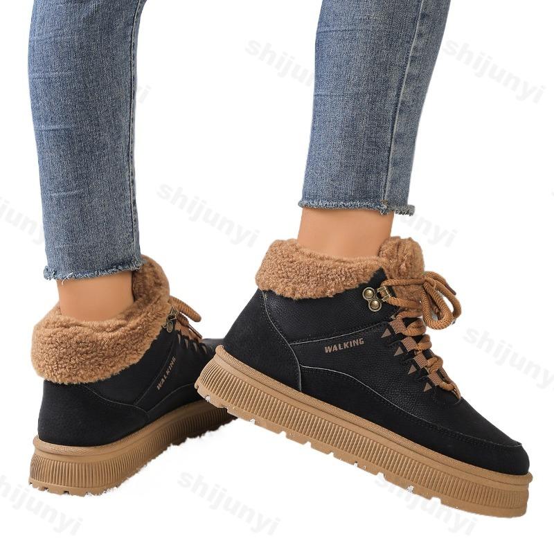Fashion 2025 Winter New Retro Warm Thick Soled High Top Snow Boots for Women's Comfortable Versatile Fashion Plush Cotton Platform Boots