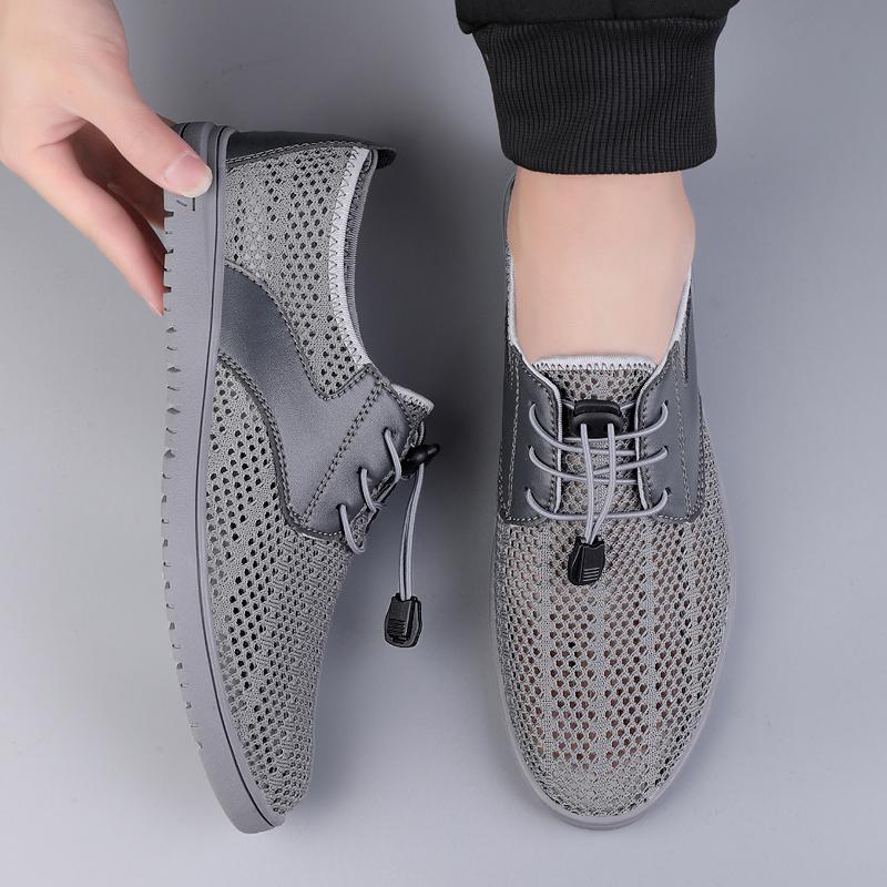 Italian Brand Breathable Mesh Casual Shoes Hollowed Out Lightweight Men's Work Shoes Trendy New Men's Business Shoes Versatile