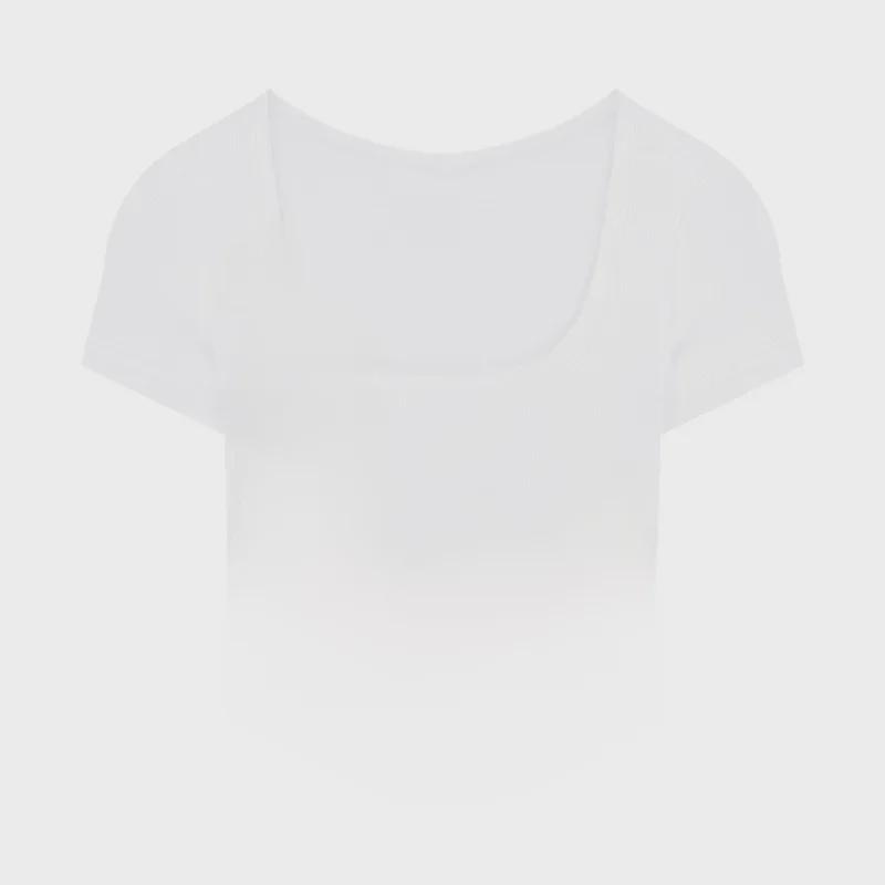 

Женская летняя футболка 2024 года, нестандартная, с высокой талией, облегающего кроя, с коротким рукавом Medium