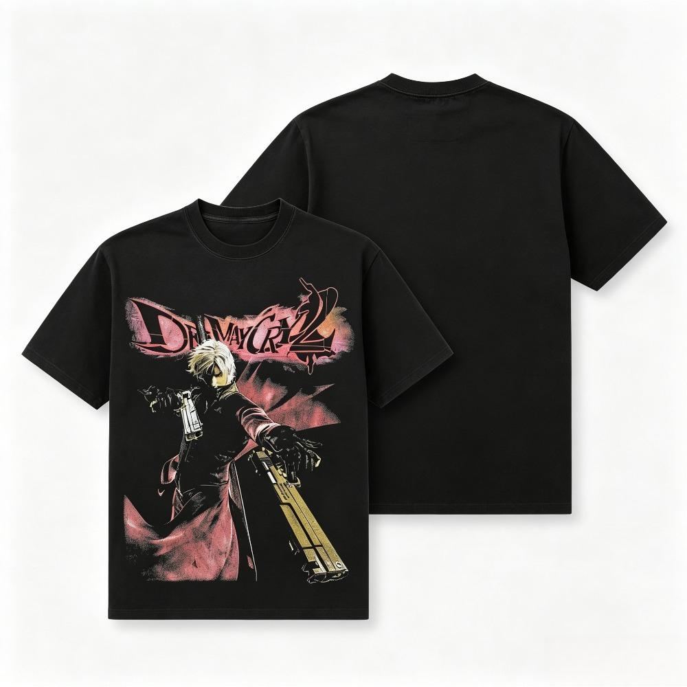 Devil May Cry 3 Dante Vintage Grafik T-Shirt Unisex Retro Spiel Kurzarm T-Shirt Lässige Streetwear Gaming Tops Für Unisex Unisex