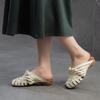 Fashion GKTINOO 2025 New Retro Hand Woven Peep Toe Outdoor Slippers Summer Breathable And Versatile Genuine Leather Women's Shoes