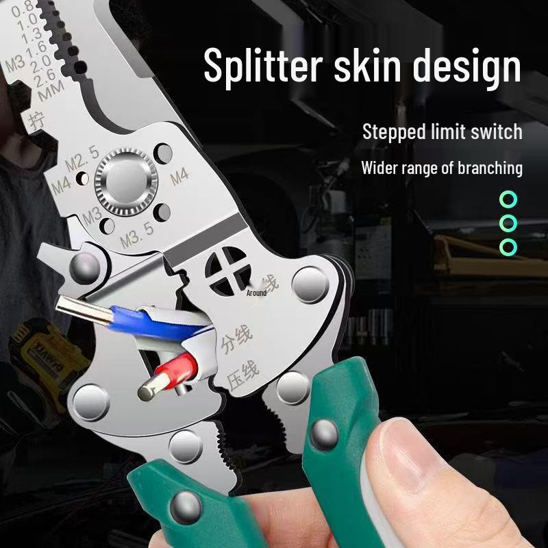 26-in-1 Multi-Function Electrician Wire Stripper: Foldable Tool for Stripping, Pulling, and Splitting Wires