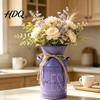 Country Style Interior Ornament Vintage Metal Milk Can Vase Farmhouse Iron Flower Bucket with Handles & Jute Modern Home Living Room Accent