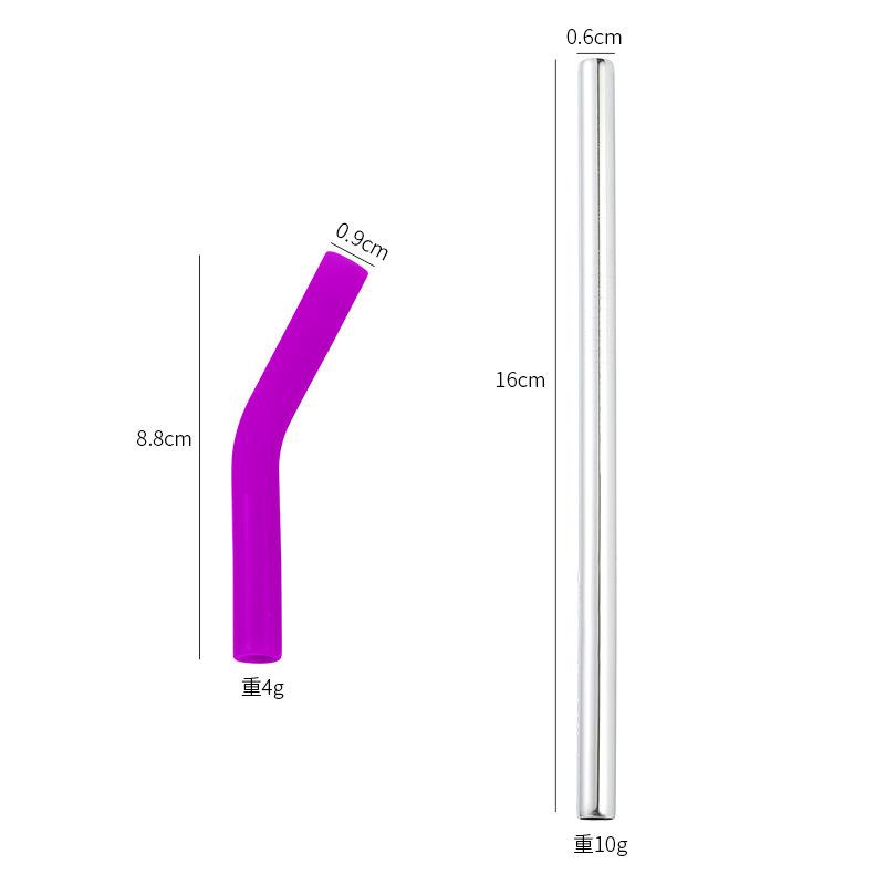 Long Metal Straw With Silicone Tips Cleaning Brush Stainless Steel Drinking Straw With Covers