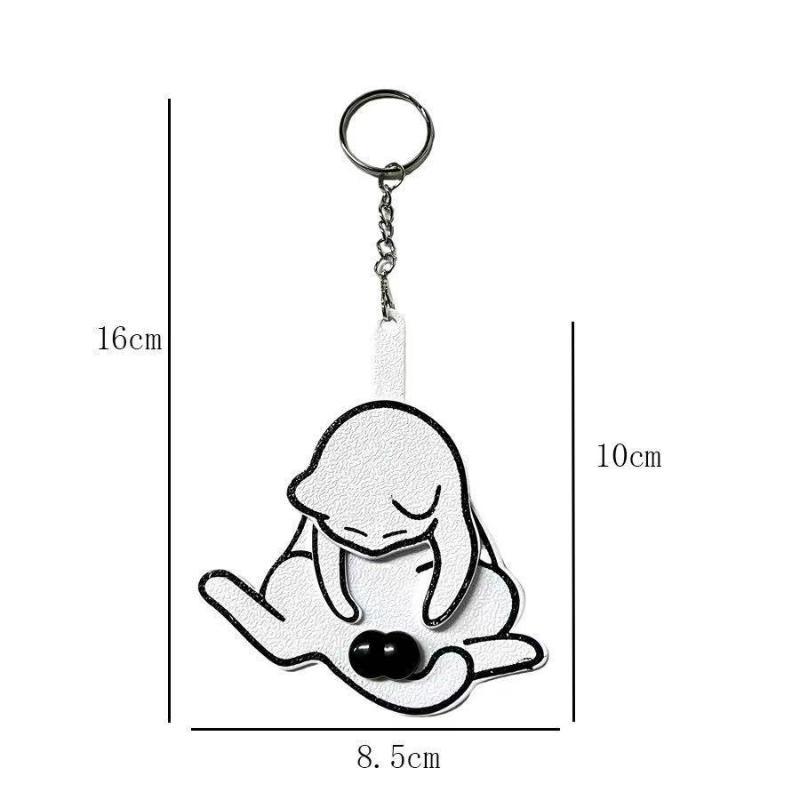 Creative Pull Play Egg Cat Keychain Fidget Toys Cute Funny Rotatable Acrylic Bag Pendant For Women Keyring Purse Bag Accessory