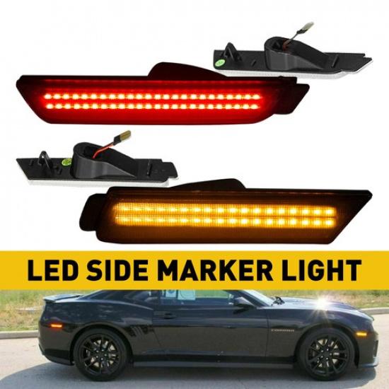 

Smoked Lens Rear & Front LED Bumper Marker Lights Side For 10-2015 Chevy Camaro