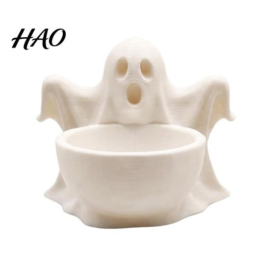 Desktop Storage for Aromatherapy 3D Printed Ghost Ornament, Cute Candy Bowl, Halloween White PLA Statue Jewelry Holder, Creative Desk Organizer