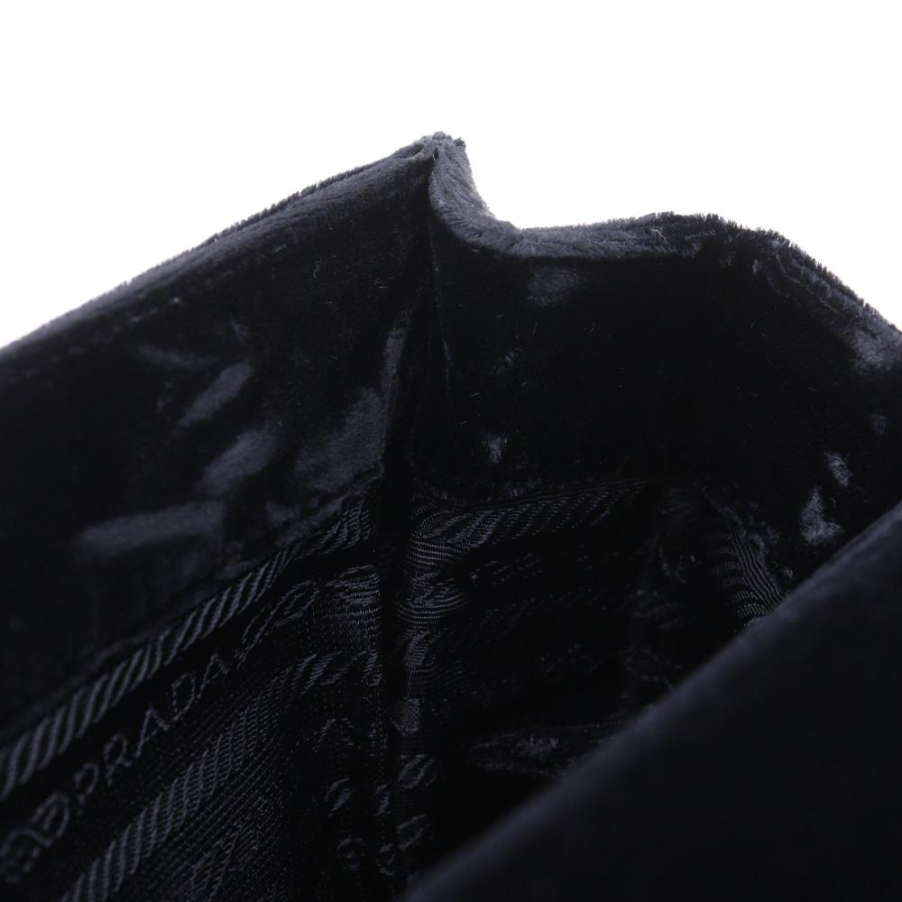 Prada One Handle Handbag Vintage NERO Black Velor Women Used