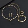 2026 Stylish Simple Bridal Accessories Gold Rhinestone Necklace Earrings Bracelet Ring Set