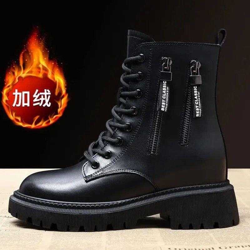 Korean version of thick heel foreign style Martin boots women's 2025 autumn and winter super soft winter velvet British style short boots women's vers