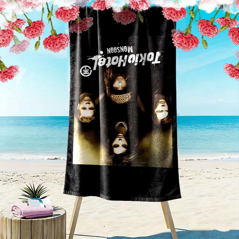 Tokio Hotel Band Print Beach Towel, Large Soft Quick Dry Towel for Beach Camping Swimming