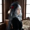 Lace Gothic Lace Veil Chain Detail Retro Small Top Hat Mini Top Chiffon Rose Hat  Halloween Cosplay