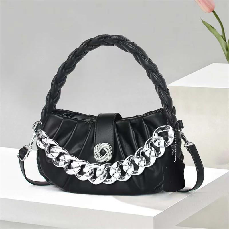 Damen Plissierte PU-Taschen mit weichem Griff, solide Top-Griff-Taschen, plissierte Teigkugel, hochwertige modische Tasche