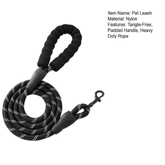 Dog Leash Heavy Duty Nylon Rope Leash 5Ft 6.5Ft 10Ft Leash with Padded Handle for Small Medium Large Dogs Training Outdoor