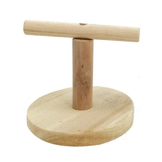 Pet Bird Parrot Wooden Stand Perch Playground Platform Cage Chew Playing Toy